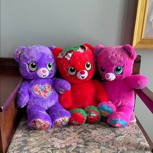 Shopkins Build-A-Bear Colorful Plush Bear Set - Purple, Red, and Pink